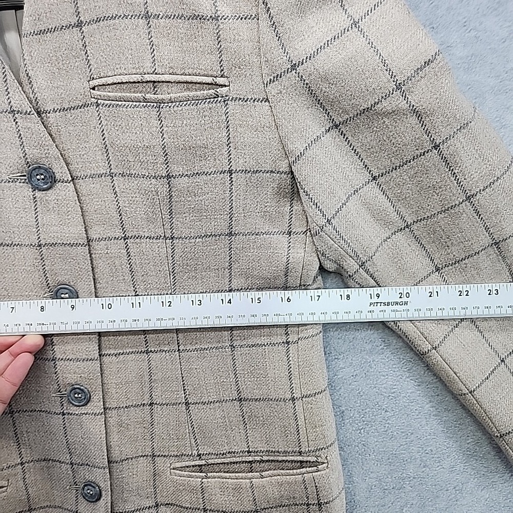 VTG Fausta Bianchi Womens Wool Alpaca Tan Plaid Blazer Jacket ITALY Cashmere - Picture 10 of 16